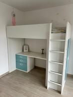 SMÅSTAD Hoogslaper, wit blauw/met bureau met 3 lades,, Enlèvement, Comme neuf, Lit mezzanine