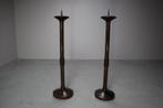 A pair of modernist wooden church candle holders, 1945-1960, Ophalen