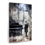 Peinture sur verre noir et blanc Piano 60x90cm + Système d'a, Envoi, Neuf