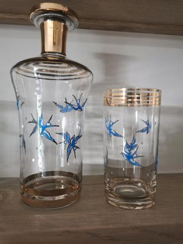 Vintage zwaluw drinkglazen laeken glas.
