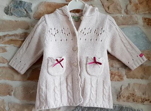 PREMAMAN - Long gilet écru, noeuds - T.3 mois, Kinderen en Baby's, Babykleding | Maat 56, Gebruikt, Meisje, Truitje of Vestje