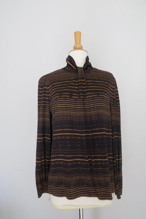 Zwarte blouse met print - Xandres - M 34, Kleding | Dames, Blouses en Tunieken, Zo goed als nieuw, Maat 34 (XS) of kleiner, Zwart