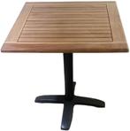 teaken terrastafel op metalen voet., Tuin en Terras, Tuintafels, Ophalen, Retrohouse@telenet.be, Gebruikt, Teak