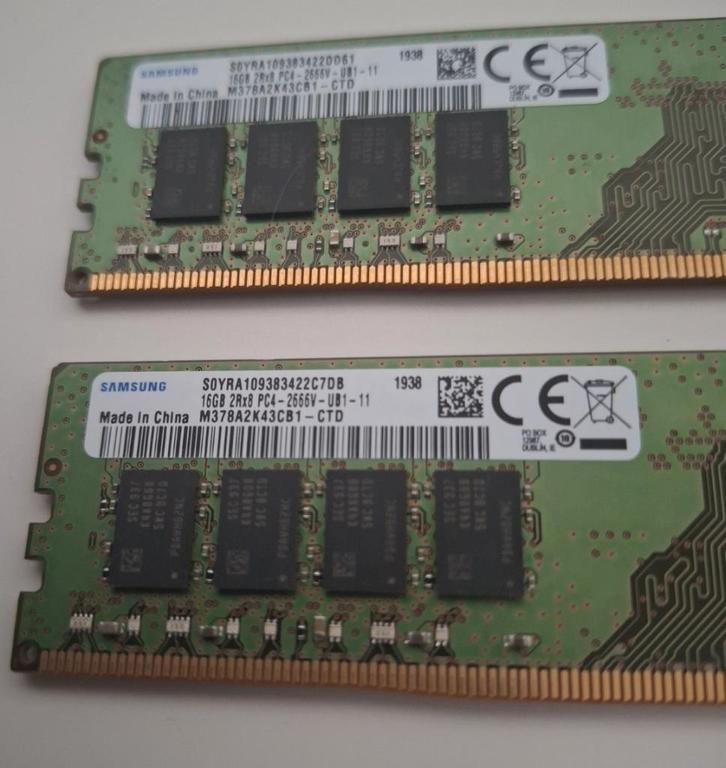 32gb DDR4 2666 Samsung kit (2x 16gb) voor Pc, Computers en Software, RAM geheugen, Zo goed als nieuw, Desktop, 32 GB, DDR4, Ophalen of Verzenden