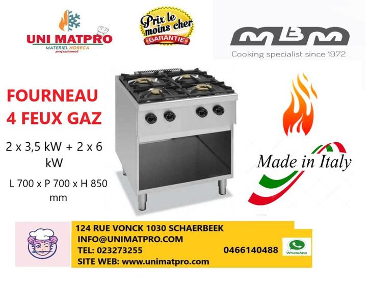 FOURNEAU 4 FEUX GAZ SUR ARMOIRE, Electroménager, Cuisinières, Neuf, Enlèvement ou Envoi