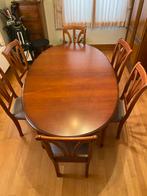 Ovale, Uittrekbare kerselaren eettafel met 6 mooie stoelen, Ophalen, Zo goed als nieuw