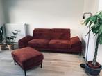 Zetel velours / fluweel roest + poef, Huis en Inrichting, Zetels | Zetels, Ophalen, Stof