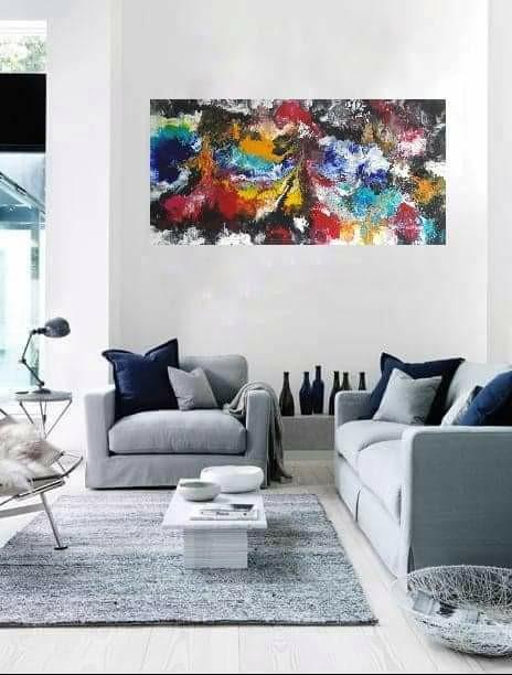LIVE LIFE WHIT COLORFUL, Antiek en Kunst, Kunst | Schilderijen | Abstract, Ophalen