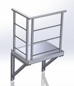 Aluminium bordes/platform met leuning en wandsteunen., Doe-het-zelf en Bouw, Nieuw, Ophalen of Verzenden