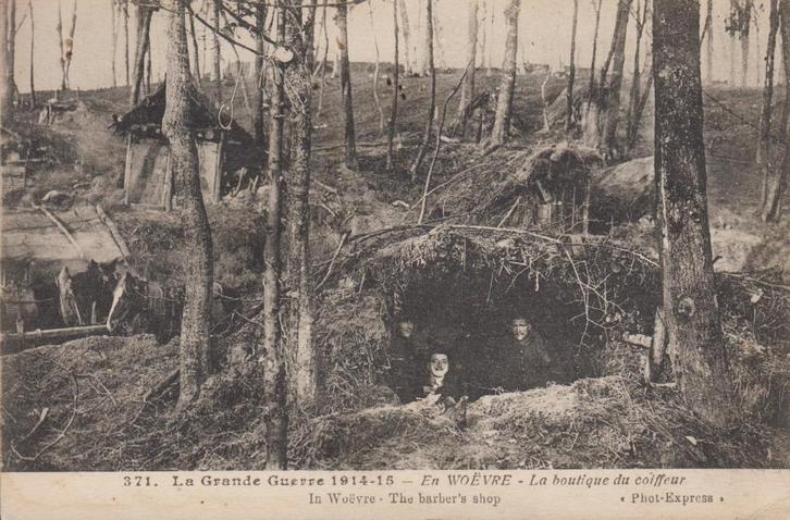 1915 - FRANKRIJK - Woëvre - La Boutique du Coiffeur, Verzamelen, Postkaarten | Buitenland, Gelopen, Frankrijk, Voor 1920, Verzenden