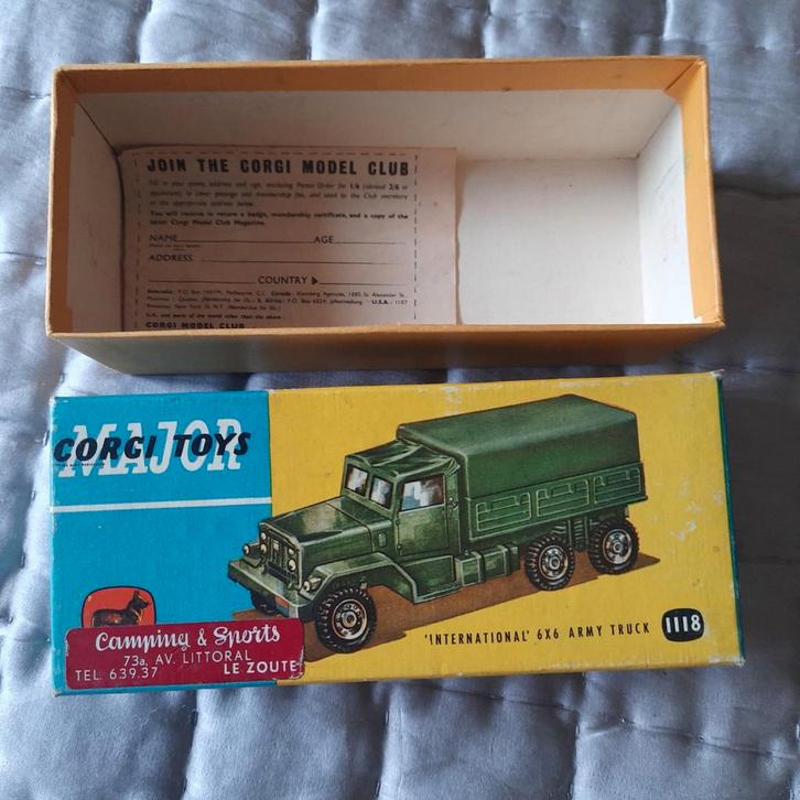 CORGI MAJOR nr. 1118 LEGE DOOS 6x6 INTERNATIONAL ARMY TRUCK, Hobby en Vrije tijd, Modelauto's | 1:50, Zo goed als nieuw, Overige typen
