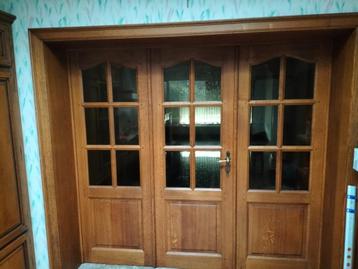 3 portes doubles avec fenêtres en verre jaune, Porte intérieure, Enlèvement, Utilisé, Verre