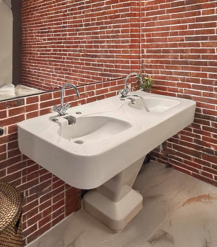 Lavabo double vasque style Art Déco, Huis en Inrichting, Badkamer | Complete badkamers, Zo goed als nieuw, Ophalen