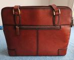 Handtas bruin lederen leren leer ritelle marque deposee, Ophalen of Verzenden, Bruin, Handtas