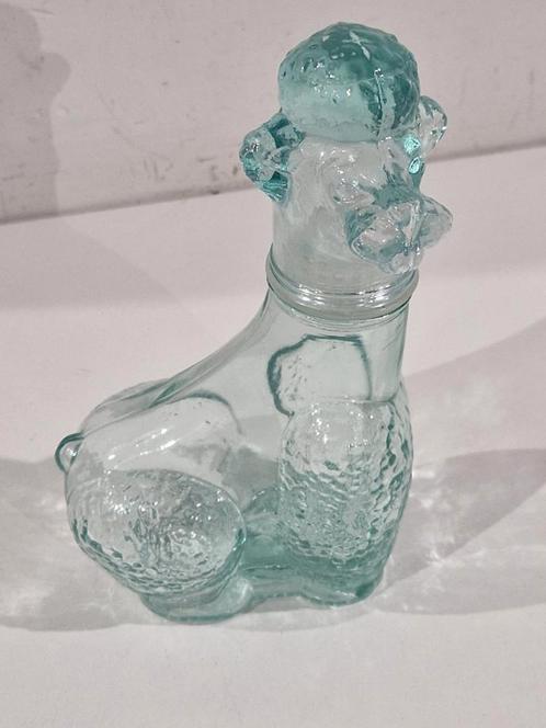 Poedel hond karaf decanter,  gestempeld VE A , klaar groene, Antiek en Kunst, Antiek | Glaswerk en Kristal, Ophalen of Verzenden