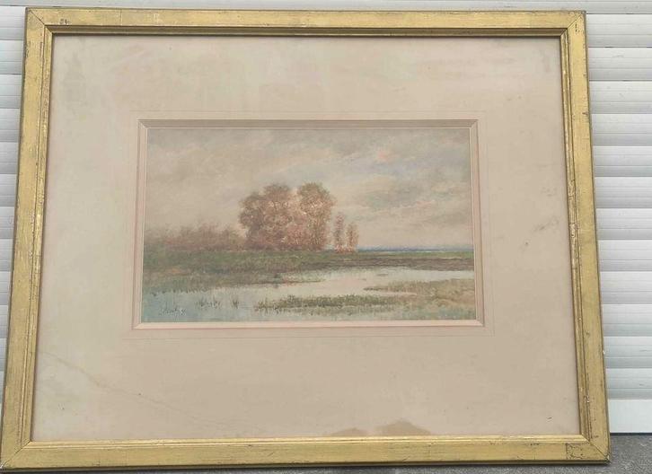 Aquarelle paysage signe, Antiquités & Art, Art | Peinture | Classique, Enlèvement ou Envoi