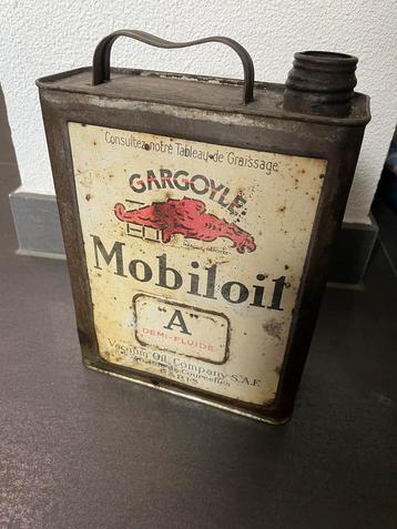 Vintage Olieblik Gargoyle Mobiloil, Enlèvement ou Envoi, Utilisé