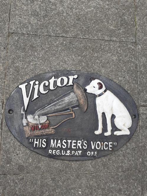 Plaquette, gepatineerd gietijzeren fronton de stem van zijn, Verzamelen, Overige Verzamelen, Zo goed als nieuw, Ophalen of Verzenden