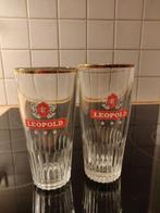 Set van 2 vintage glazen Leopold, Verzamelen, Ophalen, Gebruikt, Bierglas