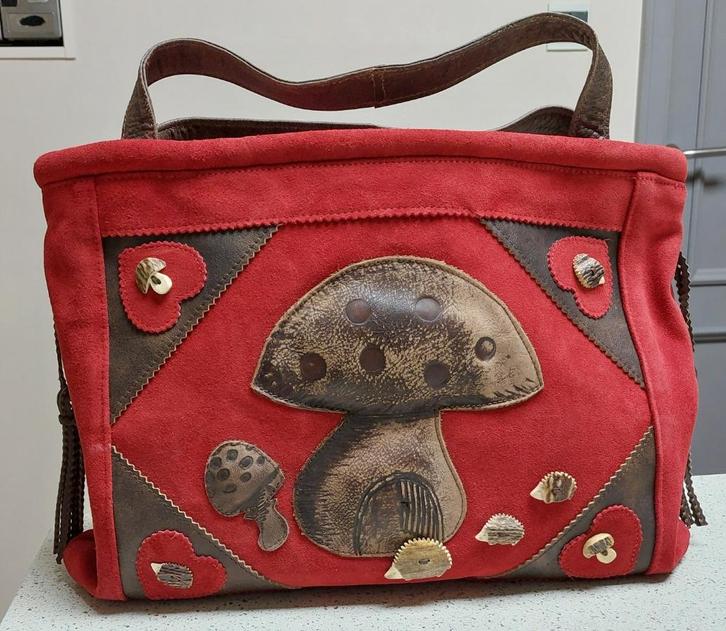 Lederen handgemaakte handtas, Handtassen en Accessoires, Tassen | Damestassen, Nieuw, Handtas, Bruin, Ophalen of Verzenden