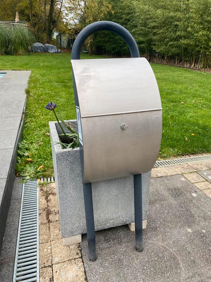 Brievenbus Mefa - inox, Tuin en Terras, Brievenbussen, Zo goed als nieuw, Staande brievenbus, Inox, Ophalen
