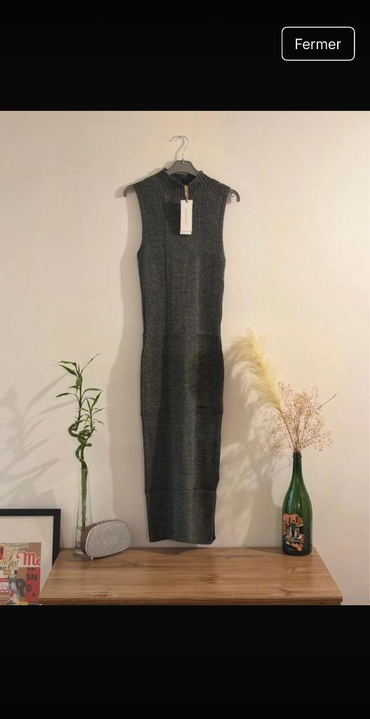 Rinascimento lange jurk, Kleding | Dames, Jurken, Nieuw, Maat 36 (S), Grijs, Onder de knie, Verzenden