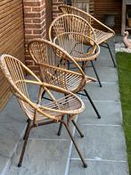 Vintage rotan/Bamboe loungeset 4- delig, Tuin en Terras, Ophalen, 4 zitplaatsen, Gebruikt, Rotan