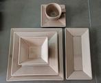 Servies cosy&trendy vierkant 46 stuks bruin/taupe, Huis en Inrichting, Keuken | Servies, Ophalen, Zo goed als nieuw, Bord(en)