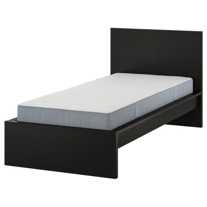 IKEA Malm zwart eenpersoonsbed 90 x 200 cm, Huis en Inrichting, Slaapkamer | Bedden, Zo goed als nieuw, Eenpersoons, 90 cm, 200 cm