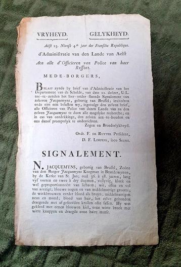 Origineel opsporingsbericht uit Lande van Aalst beschikbaar voor biedingen