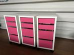 2 ladekastjes wit + roze fronten, Huis en Inrichting, Kasten | Overige, Ophalen
