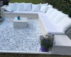 Hoekloung in steigerhout met kussens, Tuin en Terras, Tuinbanken, Ophalen