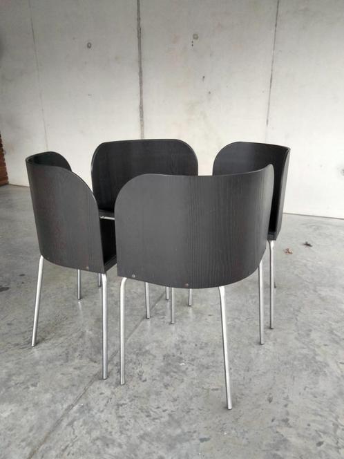 Design stoelen Ikea model Fusion set van 4, Huis en Inrichting, Stoelen, Gebruikt, Vier, Zwart, Ophalen