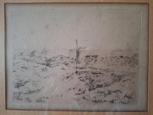 Originele ets James Ensor "De molen van Mariakerke", Antiek en Kunst, Kunst | Etsen en Gravures, Ophalen