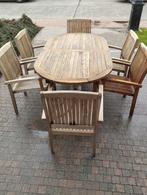 Tuintafel en 6 stoelen in "Teak", Tuin en Terras, Ophalen, 6 zitplaatsen, Teakhout, Zo goed als nieuw