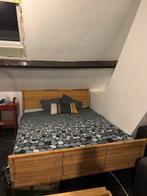 Tweepersoonsbed rotan + lattenbodem + matras, Ophalen, Overige materialen, Tweepersoons, Zo goed als nieuw