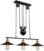 Hanglamp/Plafondlamp 3 delig | Verstelbaar | Retro | max. 15, Maison & Meubles, Lampes | Plafonniers, Enlèvement ou Envoi, Métal