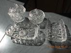 Set van 2 Vintage glazen potjes en botervlootje- Reims, Ophalen, Zo goed als nieuw, Glas, Schaal of Schalen