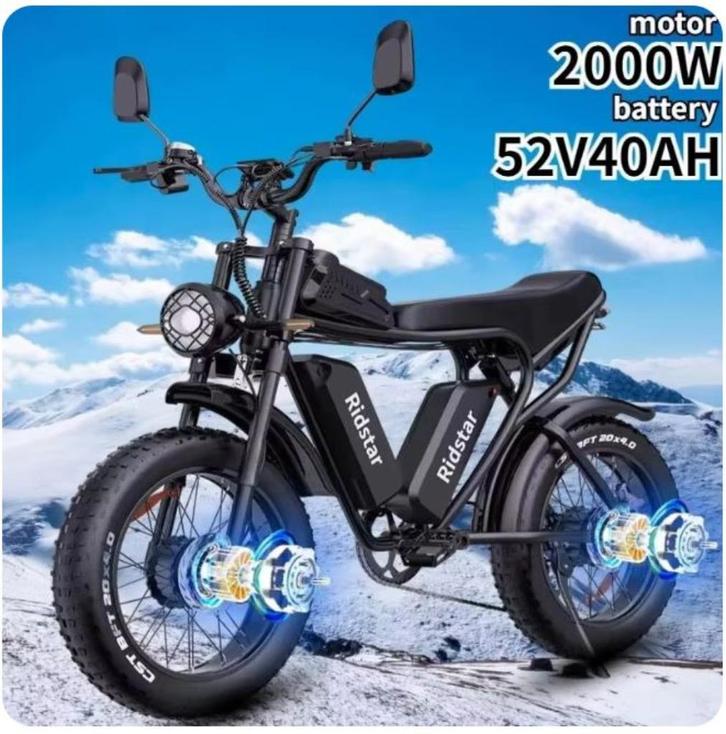 Unieke Fatbike. 2x Motoren 2x Accu's. 2000W 52V 40AH. R.T.R, Fietsen en Brommers, Fietsen | Mountainbikes en ATB, Nieuw, Verzenden