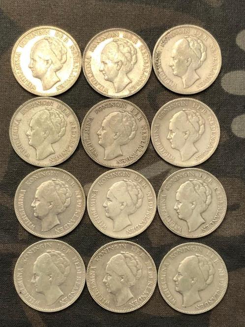 Munten zilver lotje Nederland guldens Wilhelmina 12 stuks, Postzegels en Munten, Munten | Nederland, Setje, 1 gulden, Koningin Wilhelmina