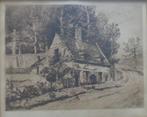 ALFRED BASTIEN / HUIS VAN DE SCHILDER / ZW-W ETS / 36x40cm, Ophalen of Verzenden
