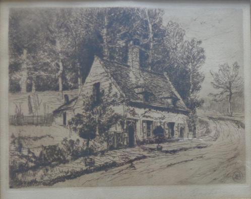 ALFRED BASTIEN / HUIS VAN DE SCHILDER / ZW-W ETS / 36x40cm, Antiek en Kunst, Kunst | Etsen en Gravures, Ophalen of Verzenden