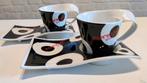 2 DESIGN KOFFIEKOPPEN MET BORDJE, Ophalen, Nieuw, Porselein, Overige typen