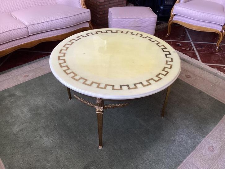 Salontafel marmer, Huis en Inrichting, Tafels | Salontafels, Gebruikt, 50 tot 75 cm, 50 tot 100 cm, Rond, Metaal, Overige materialen