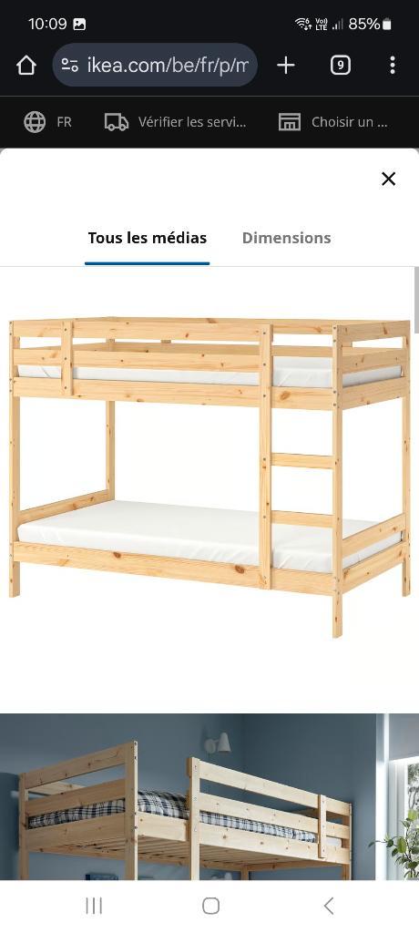 Lit superposé en pin 90200, Maison & Meubles, Chambre à coucher | Lits superposés & Lits mezzanines, Utilisé, Lits superposés