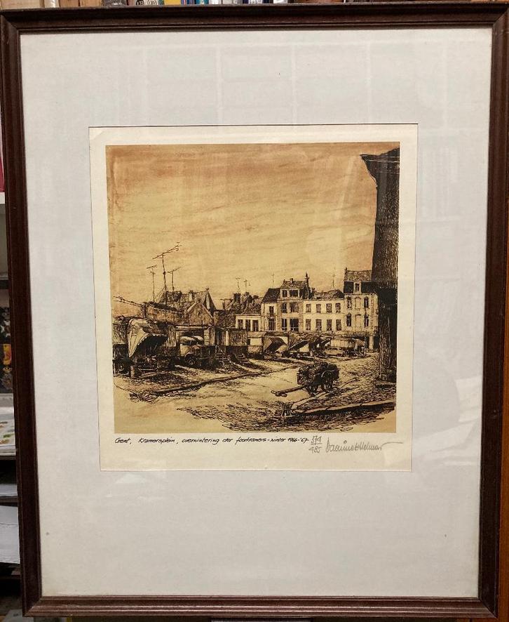 Pentekeningen Gent 1966 van Helmar Daeninck (1933-2000), Antiek en Kunst, Kunst | Etsen en Gravures, Ophalen