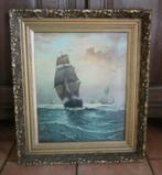 Antieke olieverf schilderij: Marine, boten; 1933, Antiek en Kunst, Ophalen