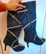 bottes 36 bleu canard, aspect daim faux lacet cousu 7.5 cm, Enlèvement ou Envoi, Comme neuf, No marque, Bleu