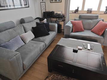 Canapé 2.5 places + loveseat en microfibre, Tissus, Comme neuf, Enlèvement, Autres dimensions