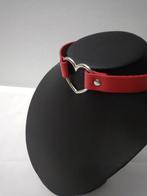 Rode leren choker met hartje, Handtassen en Accessoires, Kettingen, Nieuw, Overige materialen, Ophalen of Verzenden, Verstelbaar